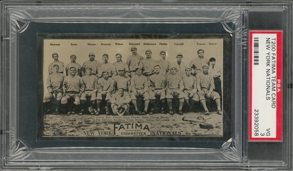 1913 T200 Fatima Team Card New York Nationals – PSA VG 3 